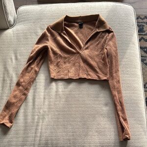 Wild Fable Ribbed Brown Crop Top